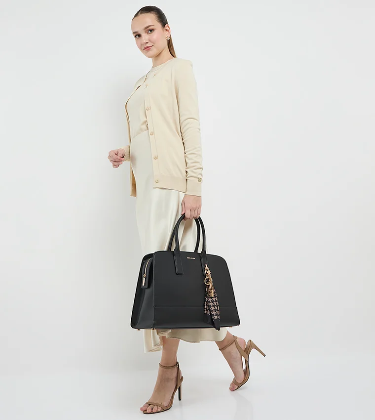 ANNE KLEIN Anne Klein Logo Metal Scarf Detail Satchel Bag